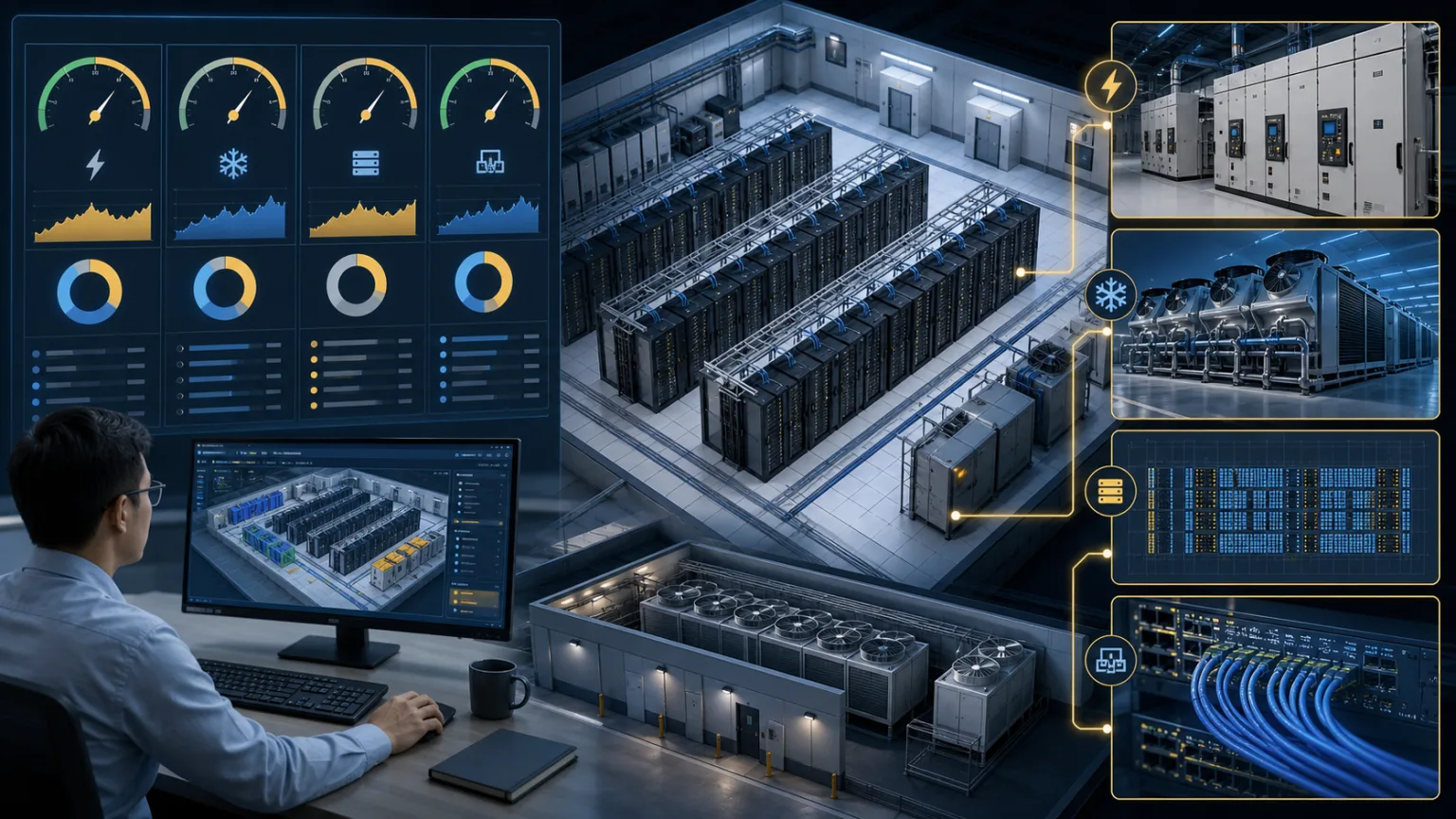 Data center capacity planning across power, cooling, space and network