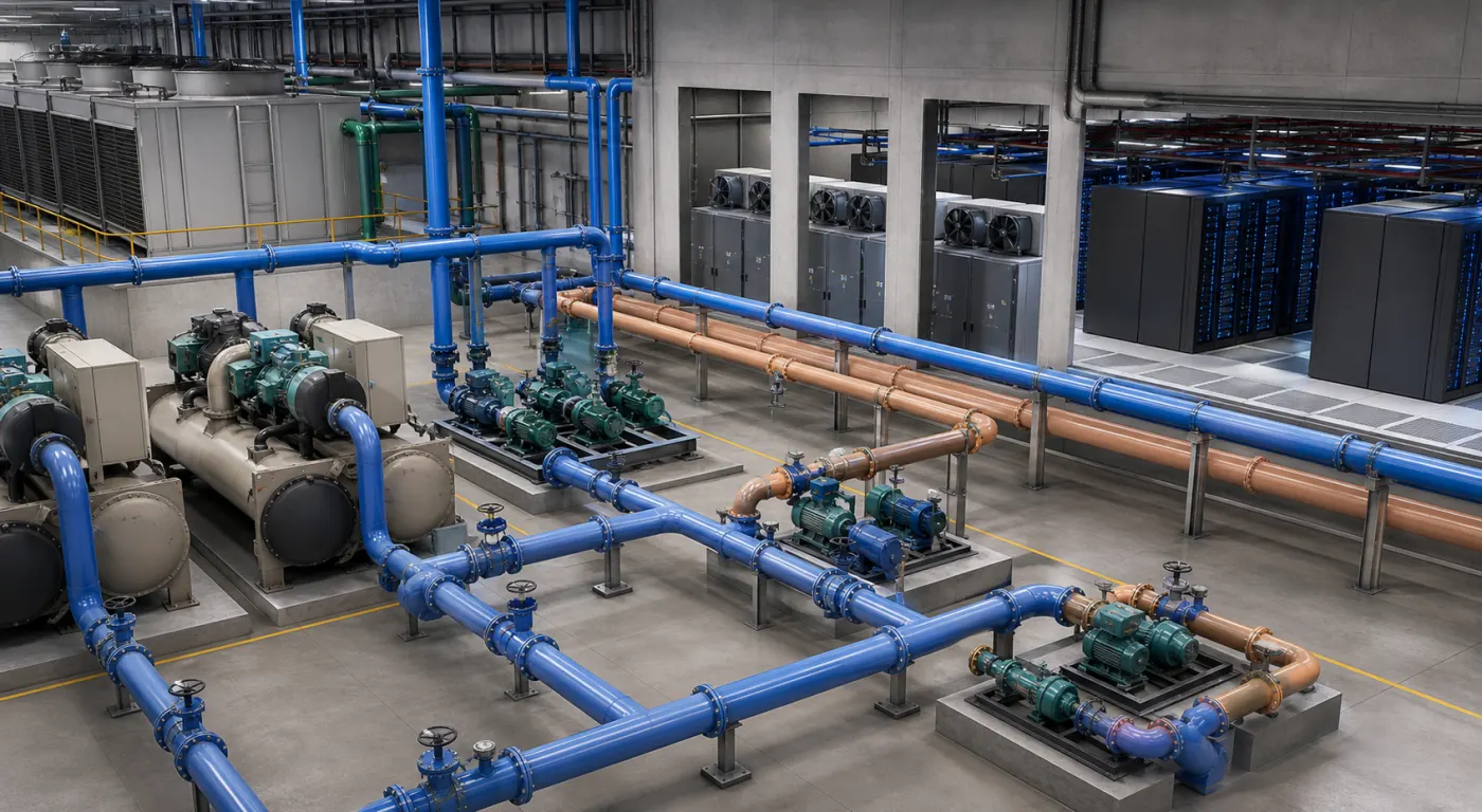 Chilled-Water Cooling Architecture for Data Centers: Chillers, Pumps, CRAHs and Redundancy