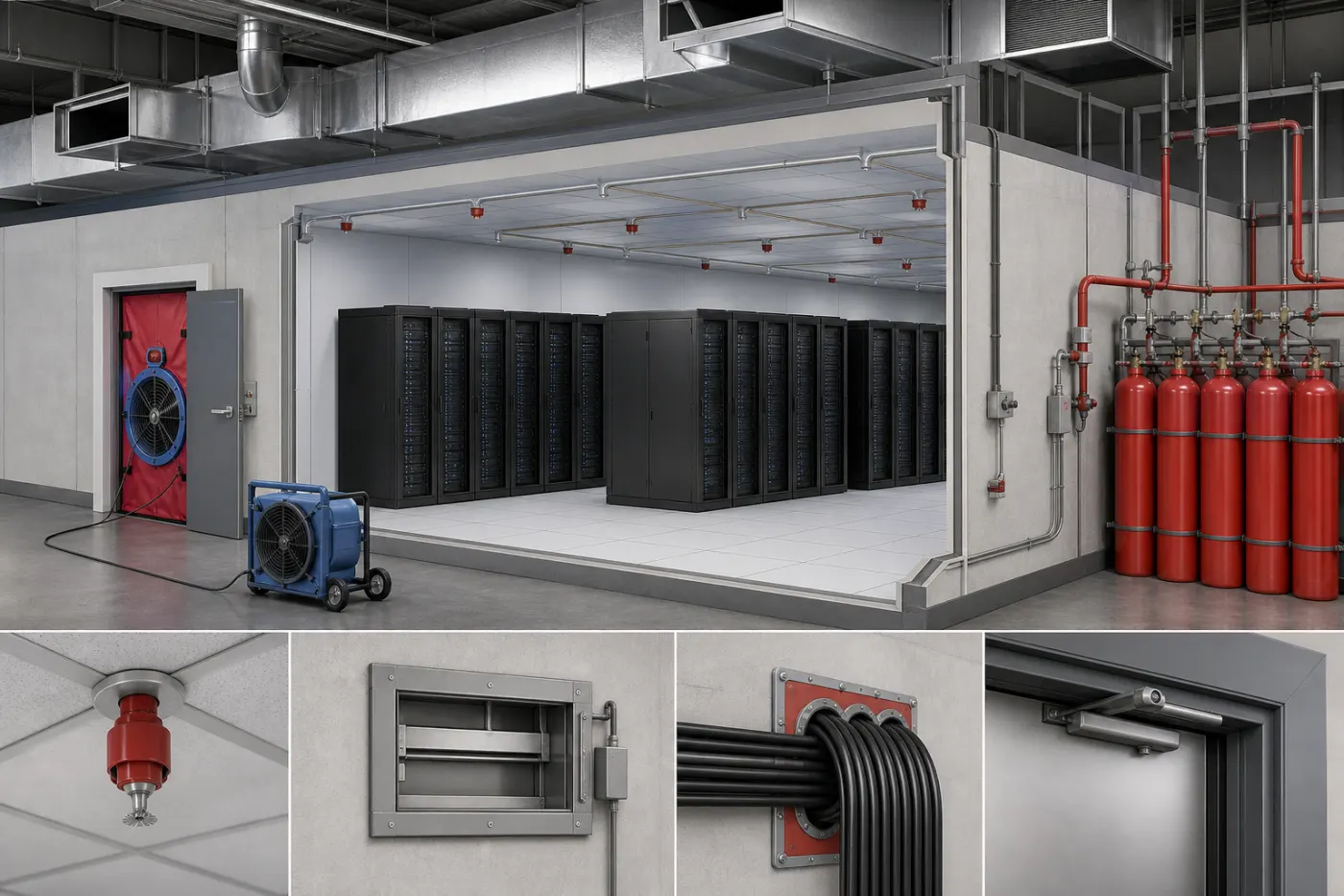 Clean-Agent Fire Suppression in Data Centers: Design, Safety, Integrity Testing and Operations