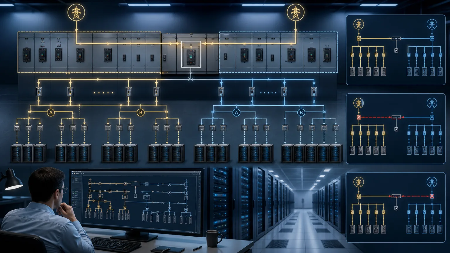 Main-Tie-Main and bus switching architecture