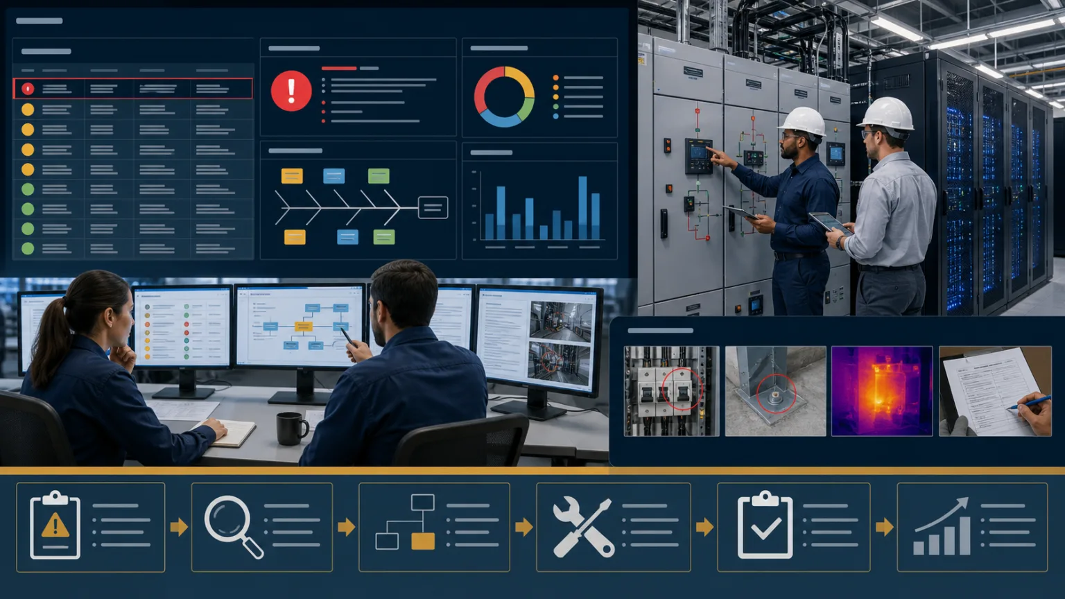 Managing nonconformities and corrective actions in critical data centers